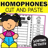 Homophones Cut and Paste Sorting Activity | Grammar Worksh