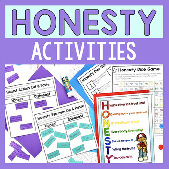 Preview of Honesty Activities & Worksheets For Character Education Lessons On Being Honest