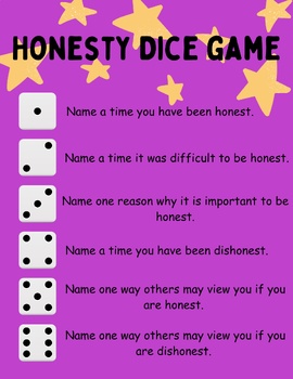 Honesty Dice Game by Bailey Travis | TPT