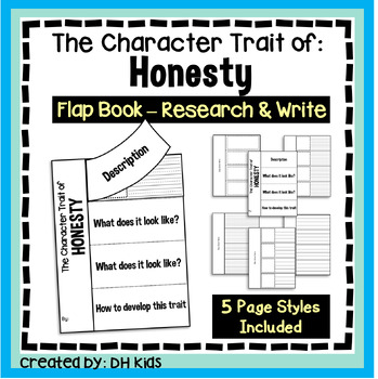 Preview of Honesty Flap Book, Social Emotional Writing, SEL Character Traits