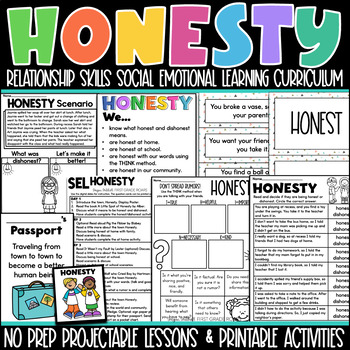Preview of Honesty Social Emotional Learning SEL K-2 Curriculum