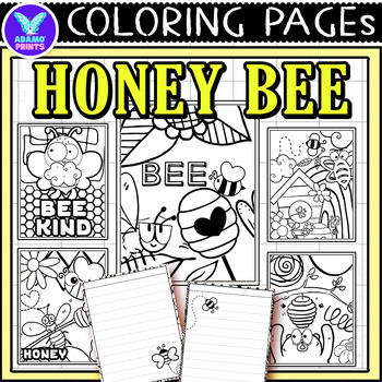 Preview of Honey BEE Coloring Pages & Writing Paper Activities NO PREP