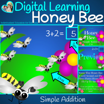 Preview of Honey Bee Addition to 10 Kindergarten Math Digital