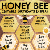 Honey Bee Themed Classroom Decor Editable Birthday Display