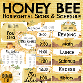 Honey Bee Classroom Themed Decor Editable Horizontal Signs