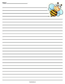 Honey Bee Lined Paper by Teacher Vault | Teachers Pay Teachers