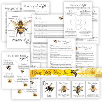 Preview of Honey Bee Mini Unit | Honey Bees, Beekeeping Homeschool Study | Science Spring