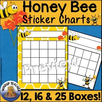 Preview of Bee Sticker Reward Charts - Positive Behavior Incentive - in 12, 16, & 25 Boxes!