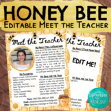 Honey Bee Themed Classroom Decor Editable Meet the Teacher