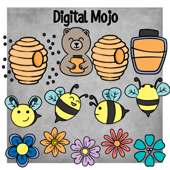 Honey Bees Flowers Clipart No Fuss Tou Moveable Clipart For Digital Activities
