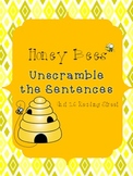 Honey Bees Unscramble the Sentences (1st Grade Reading Str