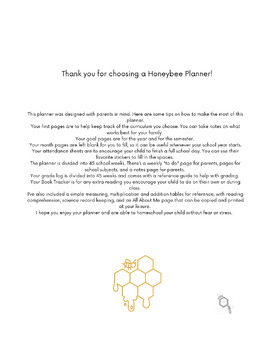 Preview of Honeybee Homeschool Planner
