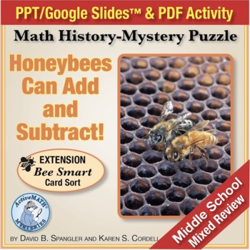 Preview of Honeybees Can Add and Subtract | Middle School Math Review | Slides & Card Sort