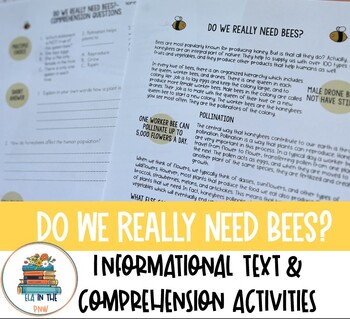 Preview of Honeybees- Vocabulary Activity, Informational Text, & Comprehension Questions