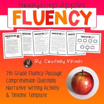Preview of Honeycrisp Apples Fluency Passage Close Reading and Comprehension {Grade 7}