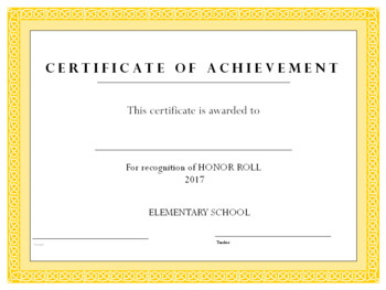 Preview of Honor Roll Certificate