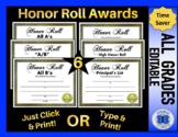 6 Pack Honor Roll Certificates Gold Foil Border - All Grad