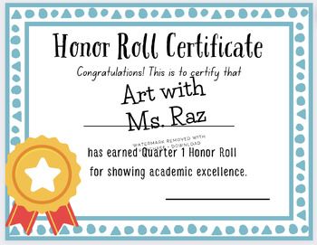 Preview of Honor Roll Certificates