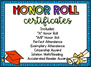 Preview of Honor Roll Certificates **Now Editable**