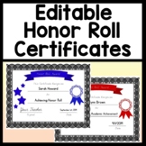 Honor Roll Certificates that are Editable! {4 Different Colors}