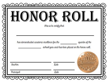 Preview of Honor Roll and High Honor Roll Certificates - NOW EDITABLE