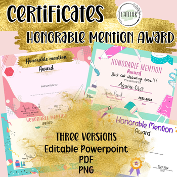 Preview of Honorable Mention Awards, Art certificates, End of the year, Report cards