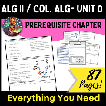 Preview of Honors Algebra II / College Algebra Curriculum - Unit 0 Skills Refresher Chapter