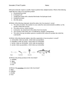 honors biology essay questions