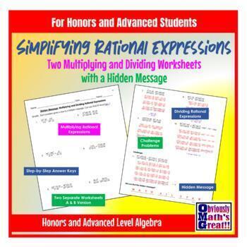 Preview of Honors Multiplying/Dividing Rational Expressions (2Worksheets) ORIGINAL PROBLEMS