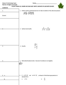 honors precalculus review packet 2013-2014
