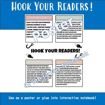 Preview of Essay - Hook Your Readers Poster (Also for interactive notebook)
