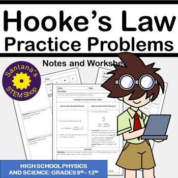 Preview of Hooke's Law Practice Problems: Notes and Worksheets for Physics