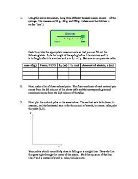 Hooke S Law A Phet Lab By David Traughber Teachers Pay Teachers