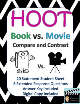 Preview of Hoot Book vs. Movie Compare and Contrast - Google Copy Included