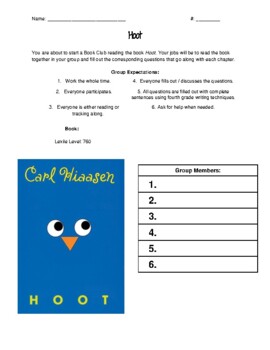 Hoot Chapter By Chapter Book Club Guiding Questions by Alex Arndt