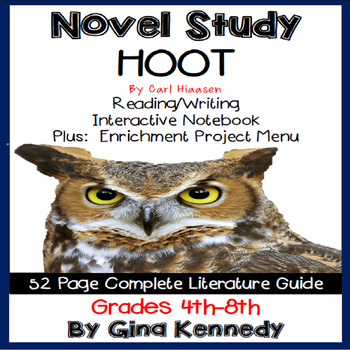 Preview of Hoot Novel Study + Enrichment Project Menu; Plus Digital Option