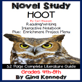 Hoot Novel Study + Enrichment Project Menu; Plus Digital Option