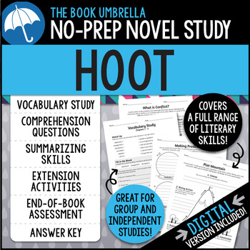 Preview of Hoot Novel Study { Print & Digital }
