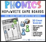 Hop and Write Phonics Game Boards Literacy Center from Pho