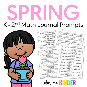 Preview of Spring Math Journal Prompts for Kindergarten - 2nd Grade