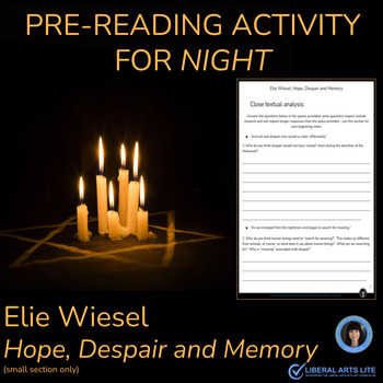 Preview of Holocaust, activity for Night by Elie Wiesel, textual analysis, writing prompts