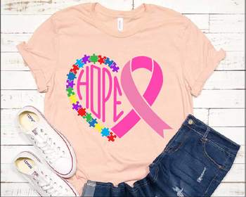 Preview of Hope Heart Ribbon Puzzle Autism Awareness SVG Piece Color kind love 1349S