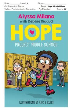 Preview of Hope Project Middle School by Alyssa Milano Guided Reading Group Plans