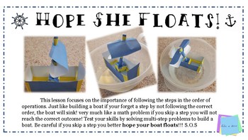 Preview of Hope She Floats: Order of Operations