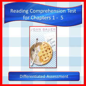 Preview of Hope Was Here Reading Comprehension Test Chapters 1 - 5