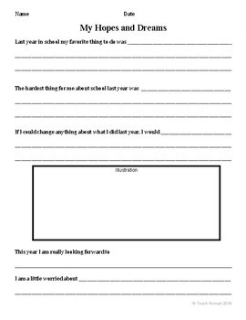 Hope And Dreams Worksheet First 6 Weeks Of School By Teach Nomad