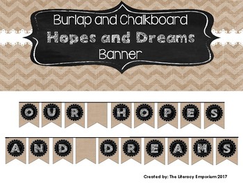 Preview of Hopes and Dreams Banner (Burlap and Chalkboard Edition)