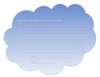 Hopes And Dreams Cloud Worksheets Teaching Resources Tpt