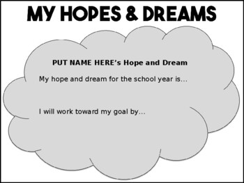 Hopes and Dreams Cloud Template by Kate C TPT