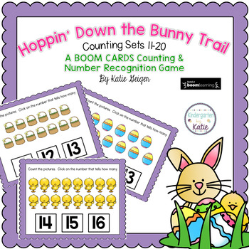 Preview of Hoppin Down the Bunny Trail BOOM CARDS Teen Numbers 11-20